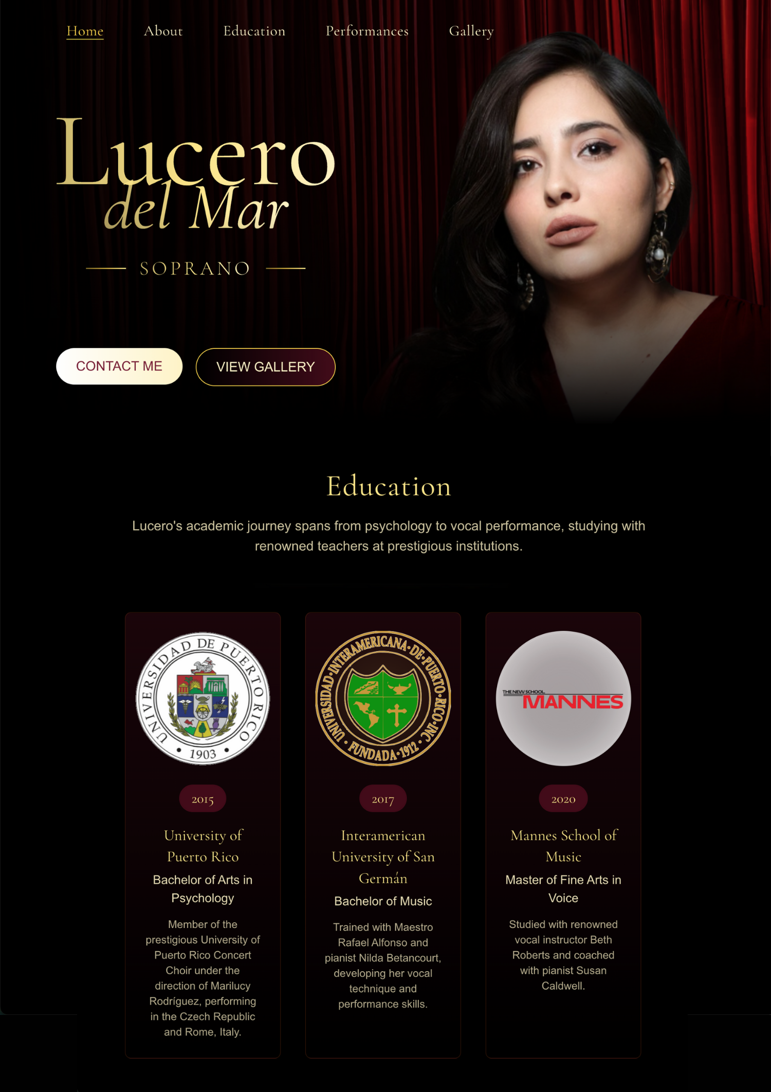 Lucero del Mar Artist Website