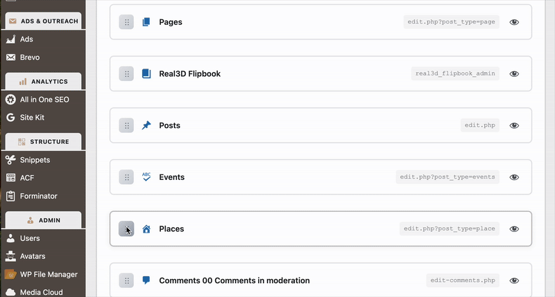 Admin Reorder Tool